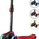 TONBUX Kids Scooter for Age 3-12, Toddler Scooter with 4 Adjustable Heights, Light Up 3-Wheels Scooter, Shock Absorption Design, Lean to Steer, Balance Training Scooter for Kids