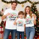 Christmas Family Shirts Matching 2025 Family Matching Outfits Mom and Mini Holiday Party Shirt (White)