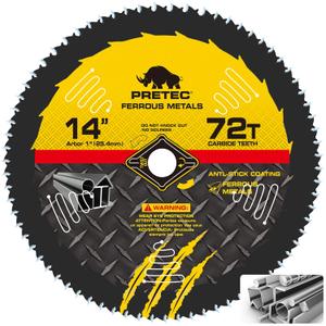 14BLADEST Blade for Cutting Mild Steel with 1" Arbor, for Circular and Chop Saws, No Heat, No Burrs & Virtually No Sparks, Carbide-Tipped TCT Blade for Cold Metal Cutting,14-Inch x 72-Tooth