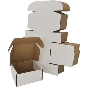 50 Pack 4x4x2'' Small Shipping Boxes, White Corrugated Cardboard Literature Mailers, Mailing Packaging Supplies for Small Business (W442-50)