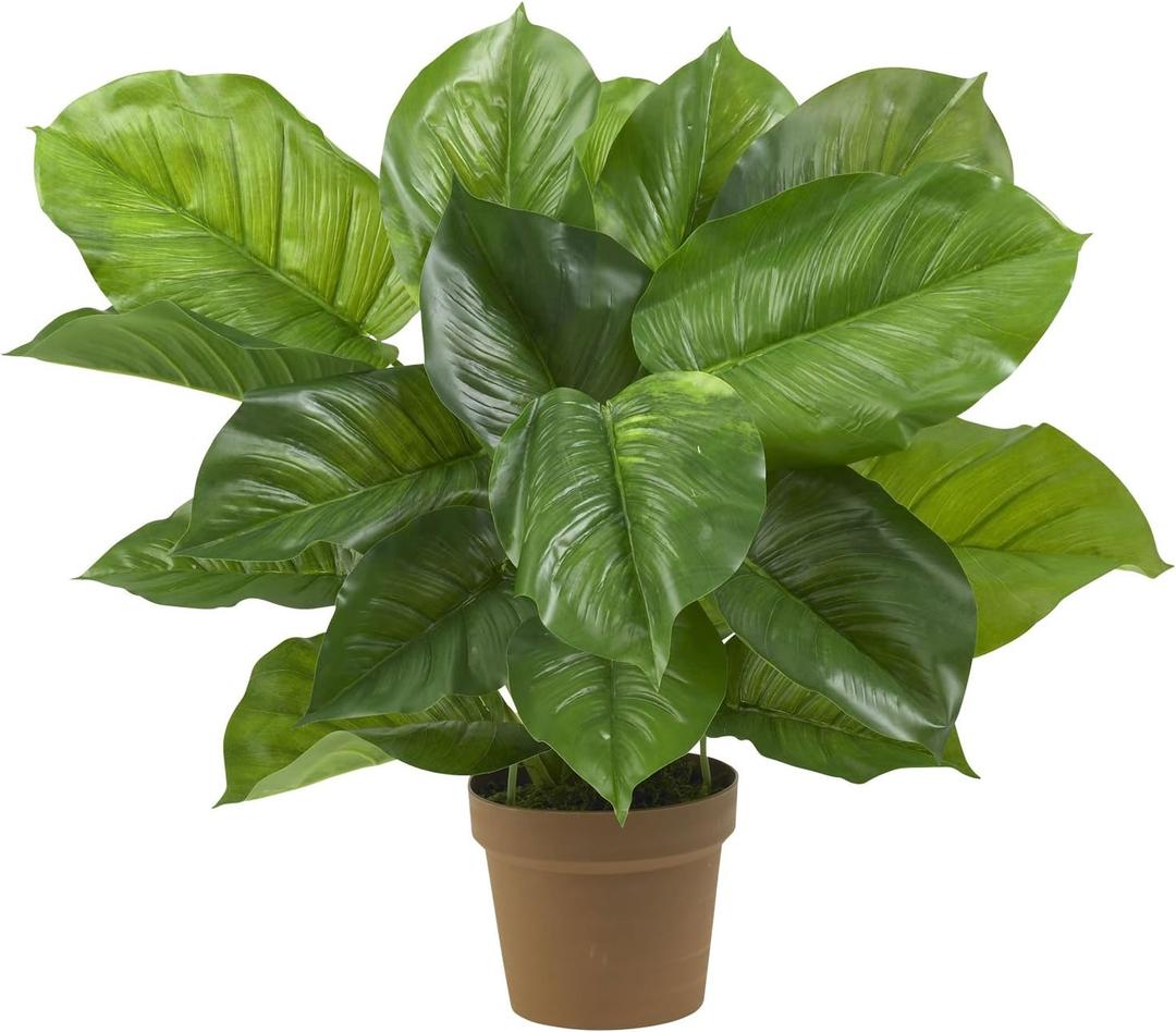 Nearly Natural Large Leaf Philodendron Silk Plant (Real Touch) (32 x 27 x 27, Green)