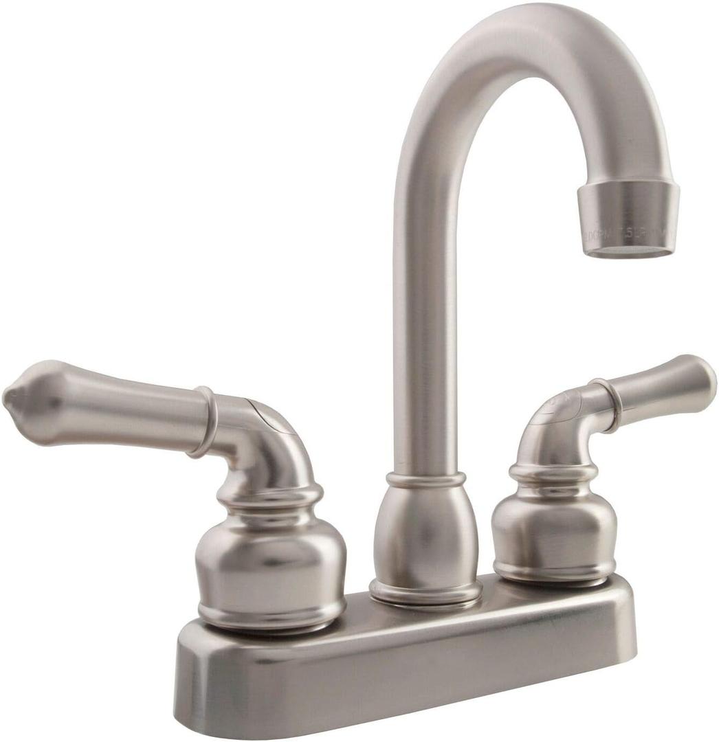 Dura Faucet (DF-PB150C-SN RV Swivel Bar Faucet with Classical Levers - 6-inch Spout (Brushed Satin Nickel)
