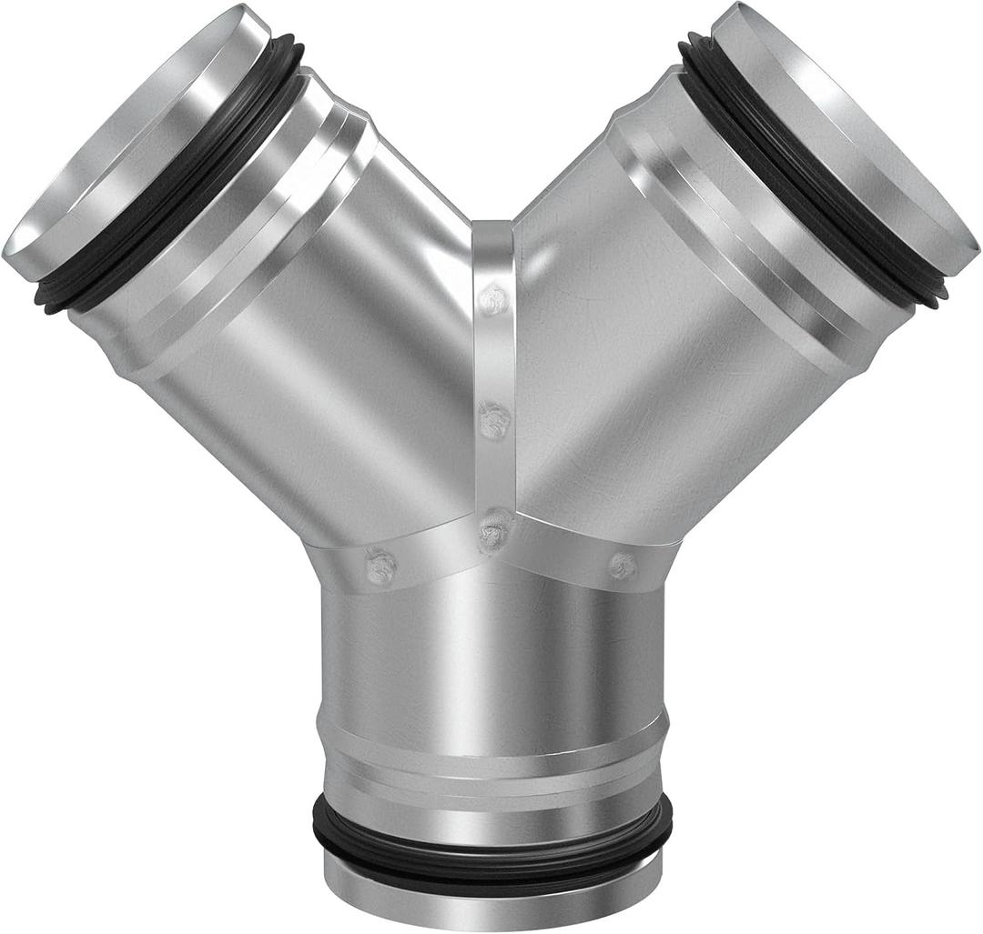 4" Duct Splitter for Exhaust Fan Dryer Vent Hose 3 Way Duct Hose Connector, Y Shaped Duct Connector Split Ventilation Intake Outlet (4" Y Shape with Rubber Gasket)
