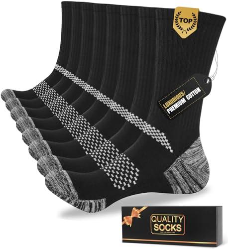 Juedverty Men's Cushioned Crew Work Socks,Moisture Wicking Athletic Boot Socks for Hiking Sports Running
