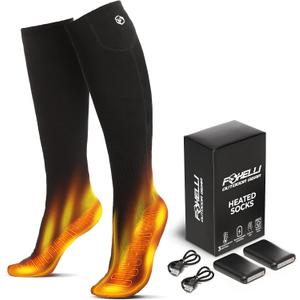 Foxelli Heated Socks for Women Rechargeable Electric Women's Warming Socks with Battery, Heat for Cold Weather & Outdoors