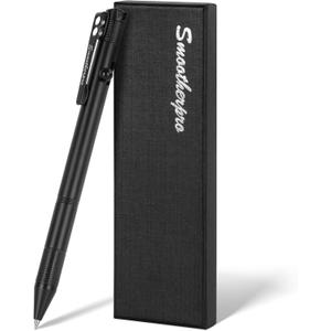 SMOOTHERPRO Bolt Action Pen, Stainless Steel Ballpoint Pen with Pocket Clip, Compatible with Pilot G2 Refill, Decompression Tactical Pen for EDC Signature Office Business, Black