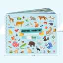 Animals Habitat 500+ Kids Sticker Book, 12" x 9.25"Toddler Airplane Travel Activity Coloring and Sticker Book, Road Trip Essentials, 12 Coloring Pages + 12 Scenes, Sticker Books for Toddlers Ages 28 Years