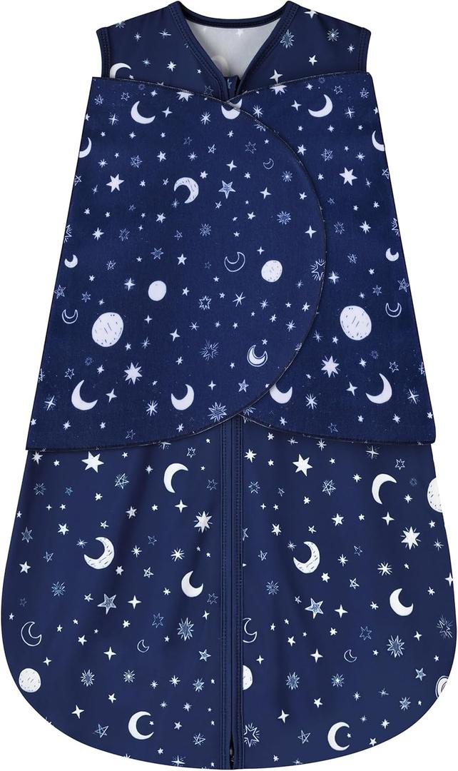 Newborn Sleep Sack Baby Swaddle,swaddle me 3-6 month,3-Way Adjustable Wearable Blanket,100% Rayon Cotton Swaddling sleeping bagTOG 0.5 (Starry Sky, 3-6 Months)