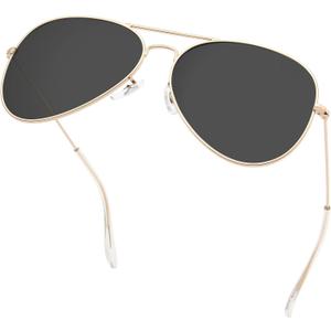 livho Sunglasses for Men Women Aviator Polarized Metal Mirror UV 400 Lens Protection (Gold Black)