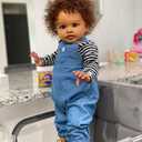 KAWAYII 26 Inch African American Standable Reborn Toddler Baby Doll Boy Realistic Newborn Doll Soft Vinyl Real Looking Reborn Baby Toy Gift Set for Kids Age 3+