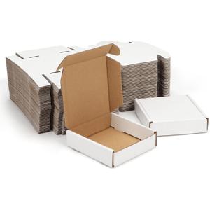 WIFTREY 100 Pcs 4X4X1 inches Small Shipping Boxes, White Corrugated Cardboard Box for Packaging Small Business, Moving, Literature Mailer