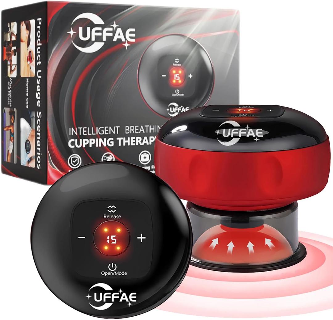 5-in-1 Electric Cupping Therapy Set, Smart Cupping Therapy Massager, 12 Levels of Suction Strength and Temperature Controlfor Targeted Pain Relief, Portable Electric Cupping Device (Red-one Pack)