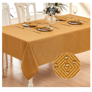 Ahomuily Rectangle Linen Textured Tablecloth Waterproof and Wrinkle Free Farmhouse Table Cloth Stain Resistant Decorative Fabric Table Cover for Dining/Indoor/Outdoor (Gold 52 x 70 Inch)