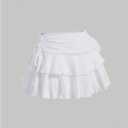 Women's Drawstring Bow Side Mini Skirts Tiered Layer Ruffle Elastic Waist Y2K Coquette Short Skirts (White, M)