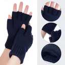 1Pairs Half Finger Gloves for Men Women Winter Warm Knit Fingerless gloves for women and men (One Size, Navy)