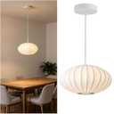 Lantern Pendant Light Lmitation Silk Hanging Lamp White Bubble Chandelier