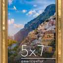 Americanflat 5x7 Picture Frame with Bamboo-Style Molding - Gold Bamboo Frame with Shatter-Resistant Glass - Elegant Gallery Style Frames for Tabletop or Wall Display - Gold