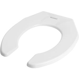 WSSROGY Commercial Round Plastics White Toilet Seat Front Open, Heavy-Duty up to 550lbs,Grip-Tight Bumpers, Quick-Attach Hardware for Easy Clean