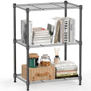 450 lbs Steel Storage Shelving 3-Tier Utility Shelving Unit Steel Organizer Wire Rack for Home,Kitchen,Office (11.8" D x 17.7" W x 26.3" H)  Grey