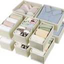 Drawer Organizer Clothes, Foldable Fabric Dresser Organizer Closet Organizers and Storage Box for Underwear,Folded Clothes,Baby Clothing,Socks,Bra,Towels,Ties(12 Pack,Yellow)