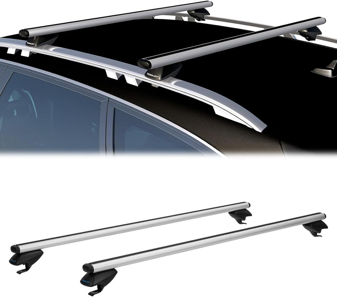 COWVIE 47 Inch Aluminum Roof Rack Cross Bars for Raised Side Rails, Adjustable Cargo Bars, Hold 165 LBS, Silver