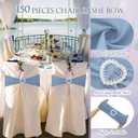 VitalCozy 100 Pcs Spandex Chair Sashes with Heart Shaped Buckle Slider Stretch Chair Cover Band Universal Elastic Ties for Wedding Banquet Event Party Decoration(Dusty Blue)