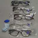 BLS BLUES 5 Packs Reading Glasses for Women Blue Light Blocking, Vintage Computer Eyewear (*Leopard/Tortoise/Black/Grey/Clear, +0.5)