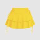 RoseSeek Women's Drawstring Bow Side Mini Skirts Tiered Layer Ruffle Elastic Waist Y2K Coquette Short Skirts (L)