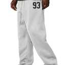 ZAFUL Men's Baggy Casual Pants Letter Graphic Sweapants Drawstring Lounge Straight Leg Track Pants with Pockets(1-Grey, XLarge)