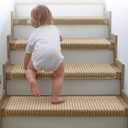 Brakki Bullnose Carpet Stair Treads, Stair Treads for Wooden Steps Indoor Runner and Pets, Non Slip Soft Edging Staircase Protectors, Washable, 29.5"x9.5"x1.5" 14pcs, Beige and Cream