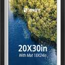 20x30 Poster Frame, 18x24 Mat, Black Wood, 1 Pack, for Picture