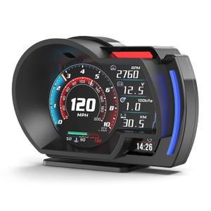 ARTILAURA HUD Head Up Display for Car, OBD2+GPS Gauge Display Digital Speedometer MPH KM/H Water Temperature, RPM, Overspeed Alarm for All Vehicle