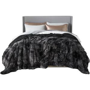 Bedsure GentleSoft Fluffy Tie Dye Black King Size Blanket for Bed, Thick Soft Sherpa Faux Fur Fleece Bedding Fuzzy Plush Winter Warm Heavy Large King Blanket, Cozy Black Gifts for Men Women, 108x90