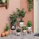 5 Pack Heavy Duty Metal Iron Plant Stand,Anti-Rust Iron Flower Pot Stand Holder for Multiple Display Plant Racks,Potted Plant Shelf for Living Room Balcony