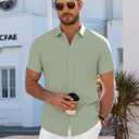 J.VER Mens Short Sleeve Dress Shirts Wrinkle Free Casual Button Down Shirt Summer Stretch Formal Shirt with Pocket (Green, S)