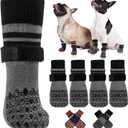 Kuoser Non Slip Dog Socks for Hardwood Floors,4Pack Anti-Slip Dog Grippy Socks to Prevent Licking Paws,Dogs Booties Paw Protectors with Double-Sided Traction for Medium Senior Dogs,Gray M (M(Length: 6.3"))