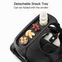 Gromast Baby Stroller with Detachable Snack Tray, Oversized Seat for Newborn to 4 Years, One-Hand Fold Travel Stroller w/Big Wheels, Adjustable Backrest, UPF 50+ Canopy & Cup Holder - Black
