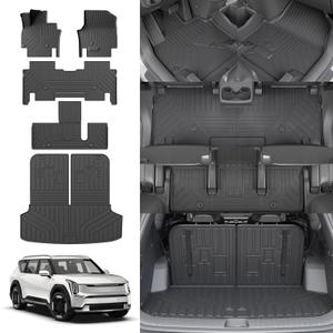 Floor Mats Compatible with 2024 2025 2026 Kia EV9 6&7 Seats Cargo Liner Cargo Mat Trunk Mat Trunk Liner Back Seat Cover Protector EV9 Accessories (Floor Mats+Trunk Mat with Backrest Mat) Floor Mats Compatible with 2024 2025 2026 Kia EV9 6&7 Seats Cargo Liner Cargo Mat Trunk Mat Trunk Liner Back Seat Cover Protector EV9 Accessories (Floor Mats+Trunk Mat with Backrest Mat)