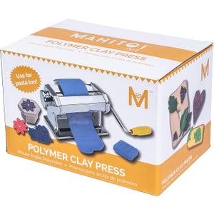 Polymer Clay Press to Flatten, Smooth & Craft Variety of Beads, Sculptures, Magnets, Jewelry, Ornaments Projects with Seven Thickness Options - Table Clamp Included with Handle Side outwards