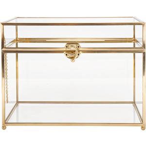 HighFree Glass Card Box, Large Clear Card Box for Wedding Receptions, Decorative Storage Box for Baby Shower, Birthday Party, Bridal Shower (Without Slot, Gold)