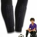 Soccer Shin Guards Shin Pads for Kids Youth Adult, Calf Compression Sleeve with Honeycomb Pads, Lightweight Calf Protective Gear for Football Soccer (Black, Large)