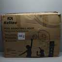 LED Pool Basketball Hoop Poolside, Oversized Water Basketball Hoop with Solar Colorful Lights, 34"x34"x42.2" Light Up Swimming Pool Basketball Hoops for Kids Adults, with 2 Balls and Pump.