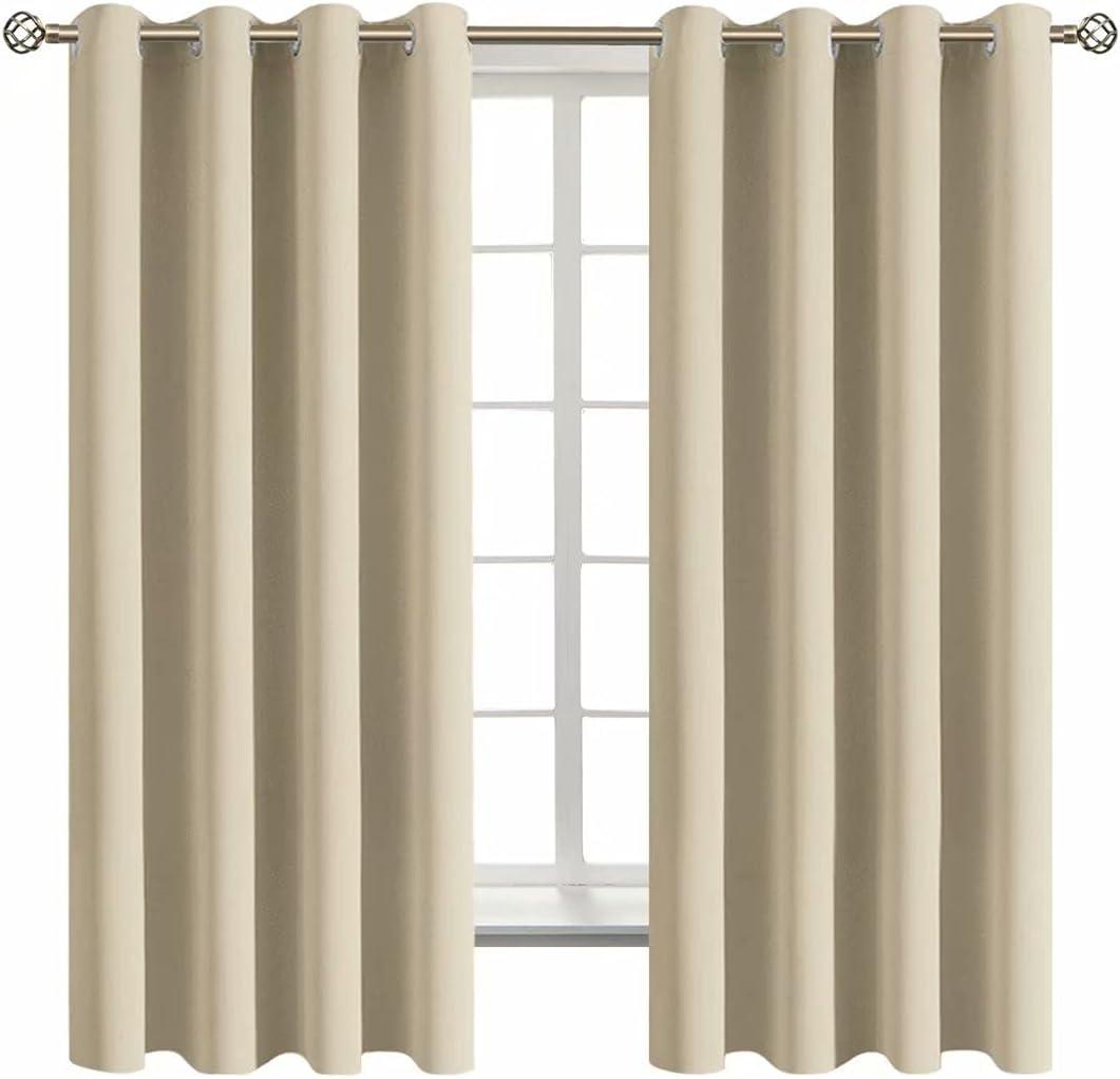 BGment Room Darkening Curtains 63 Inches Long - Grommet Thermal Insulated Drapes Window Treatment Curtains for Bedroom, 2 Panels, 52 x 63 Inch, Beige