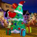 7FT Inflatable Christmas Yard Decorations, Outdoor Santa Claus Tree with Built-in LED Light for Party Outdoor/Indoor/House/Yard Decor