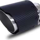 Carbon Fiber 2.5" Inlet to 4.0" Outlet Exhaust Tip, Universal Stainless Steel 2.5 inch Inlet Slant Cut Exhaust TailTip Tail Pipe with Clamp, 16cm/6.3" Overall Length
