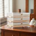 Jewelry Box For women, 3 Layer Large Jewelry Organizer With Acrylic, Multi-Function Storage Box, Accessory Holder With 3 Drawers, For Earrings Necklace Ring Bracelet