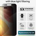 ZAGG Glass Elite Privacy Screen Protector for iPhone 17 Pro Max - 5X Stronger Tempered Glass, ClearPrint Technology for Smudge Free Clarity, Smooth Feel, Full Coverage, InvisibleShield, Easy Two-Step Installation