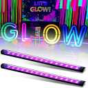 roperry Black Light Bar 10W 1ft LED Blacklight for Fluorescent Tapestry Poster Body Paint Glow Party UV Strip Lights for Cabinet and Display Magnetic (2 Pack)