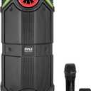 Portable Bluetooth PA Speaker - 400W Dual 8 Rechargeable Indoor/Outdoor BT Karaoke Audio System - Party Lights, LED Display, FM/AUX/MP3/USB/SD, 1/4" in, Handle, Wheels - Wireless Mic, Remote Control