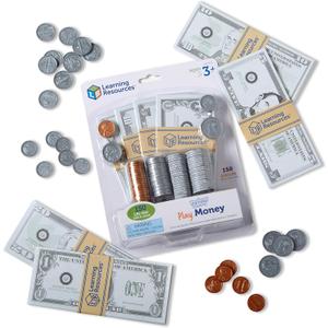 Learning Resources Pretend Play Money - Math Manipulatives For Kids, Kids Bank, Plastic Coins, Cash Register, Toddler , Homeschool Supplies, Fine Motor Skills, Teaching Set Manipulatives